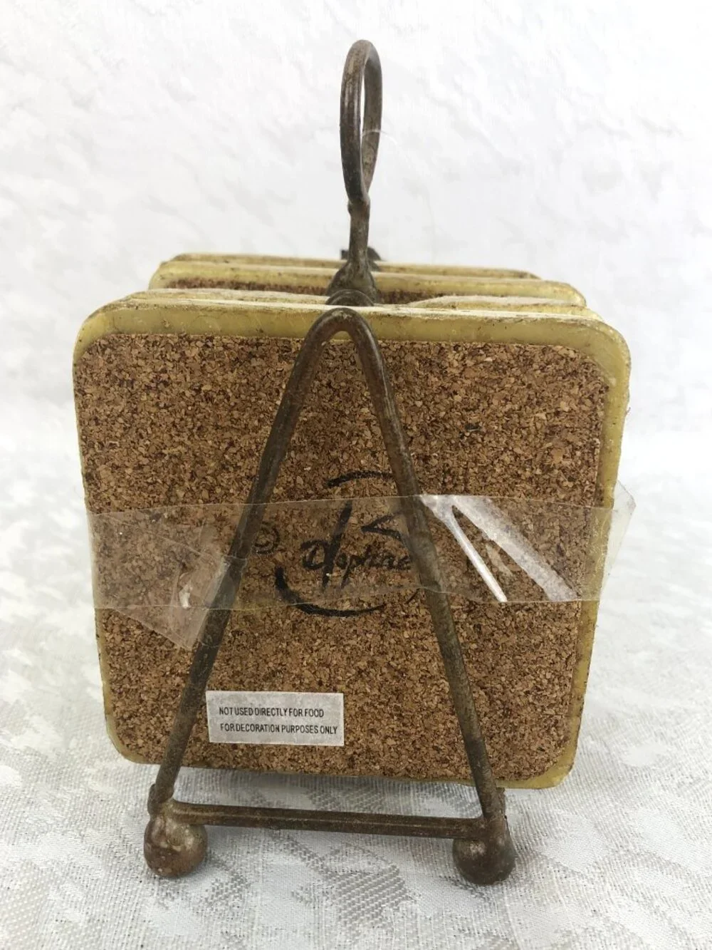 Creative Co-Op Corkscrew Artwork Resin Coasters (Set of 4) with Metal Stand NWT